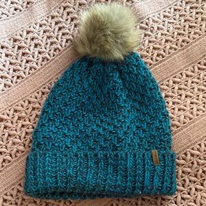 Eddie Bauer Cozy Teal Knit Beanie with Pom Pom
